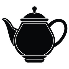 Teapot Silhouette Vector Icon – Black Style Isolated
