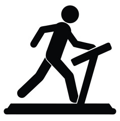 Person Running on Treadmill Vector Icon – Fitness Silhouette