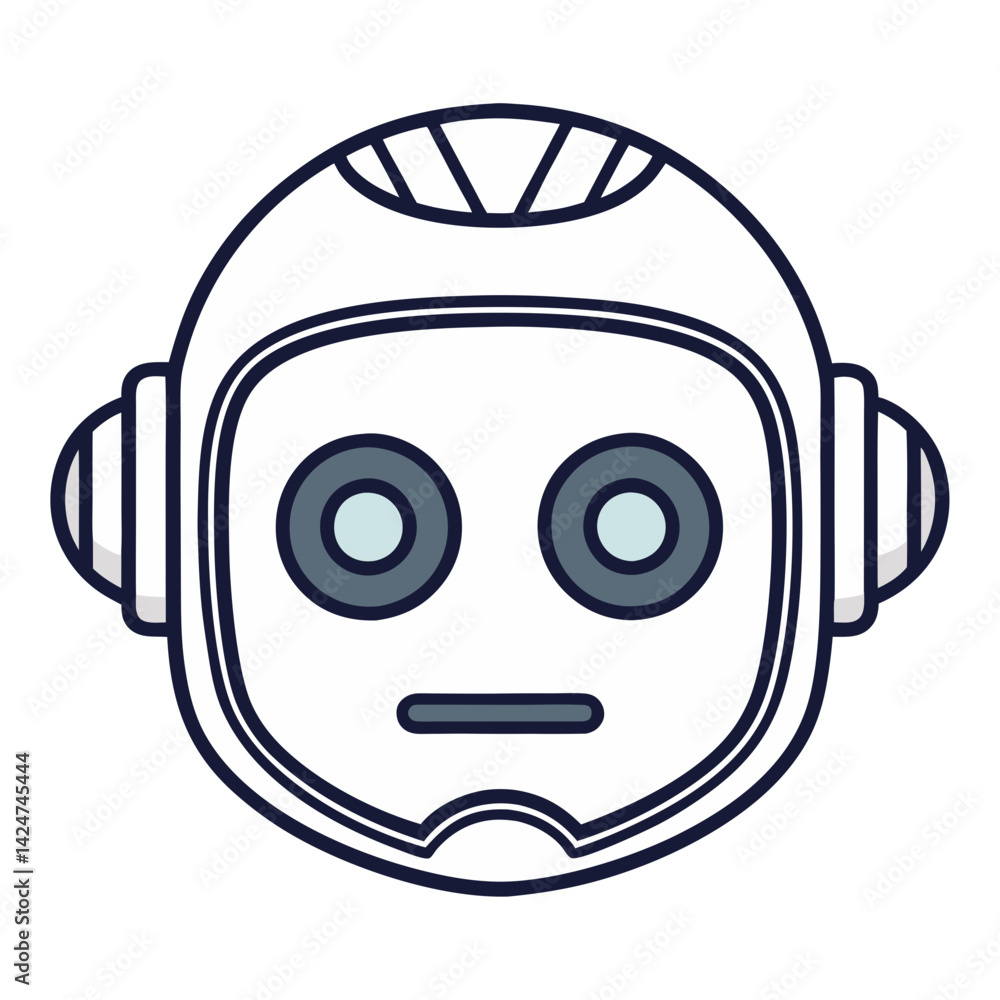 Poster stylized futuristic ai chatbot icon with minimal design and glowing headset lines against soft paste