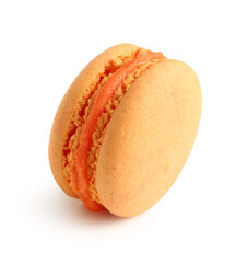 Sweet orange macaroon on white background