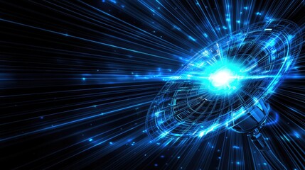 Obraz premium Exploring futuristic energy waves digital realm visual art cosmic environment dynamic perspective quantum concepts