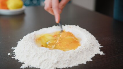 Homemade Flour and Egg Dough for an Italian Easter Cake