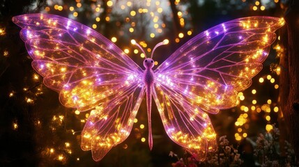 Fairy-themed party decor with wings, magic wand props, and twinkling lights