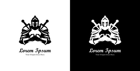 Logo design in the form of a knight wielding two swords