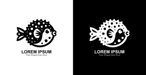 Puffer fish logo design with simple shape