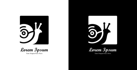 Snail shaped logo design combined with square