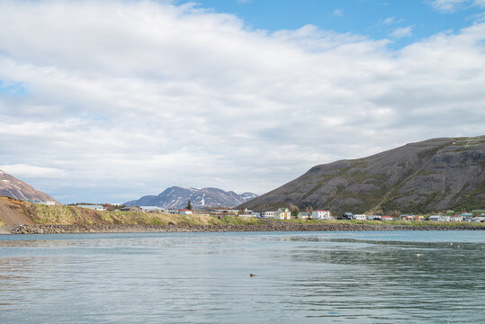 View of village of Greniv&iacute;k in North Iceland