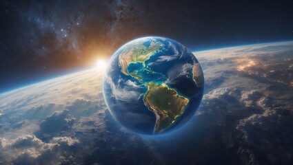 Fototapeta premium Stunning view of earth and europe from space