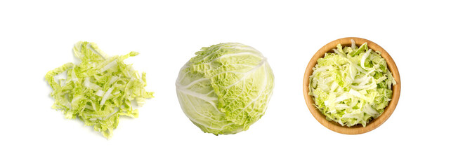 Heap of Chopped Chinese Cabbage, Napa Cabbage or Wombok