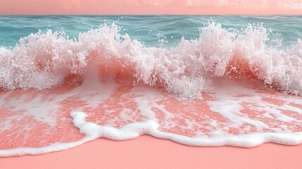 Fototapeta premium Pink sand beach wave sunset ocean tropical travel