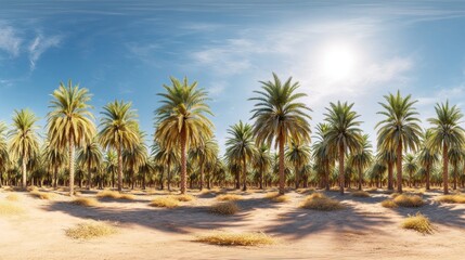 Fototapeta premium Lush palm trees in a desert oasis