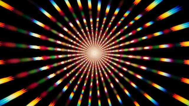 abstract motion background. lighting glowing 
multi color star neon effect seamless loop animation. technology artistic classic music festival music background.4k 