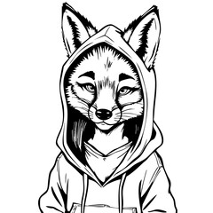 Streetwear Fox Boy   sharp hoodie outlines, energy lines around