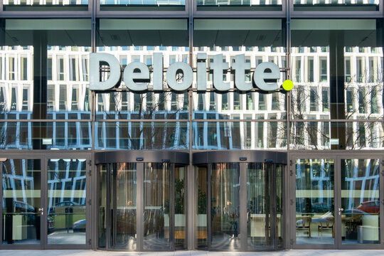 Deloitte Touche Tohmatsu Limited company building, multinational professional services network, Big Four accounting firms, Frankfurt - January, 19, 2025