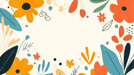 Vibrant watercolor spring flowers and leaves create a lively backdrop, perfect for your modern decor needs.
