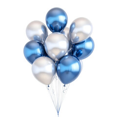 Blue and silver balloons bunch festive celebration party decorations,