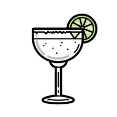 Enjoying a refreshing margarita cocktail with a lime garnish in a simple line art style design