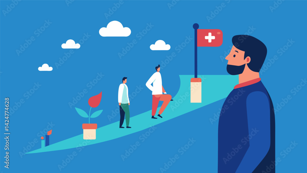 Poster the patients journey map also includes moments of reflection with illustrations of the patient looki
