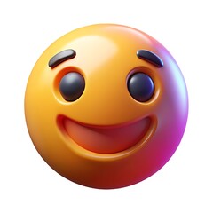 A cheerful emoji with a wide smile and a gradient from yellow to pink on a white background