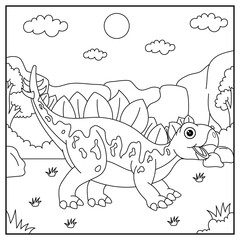 tegosaurus Dinosaur Coloring Page Illustration