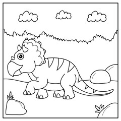 Triceratops Dinosaur Coloring Page Illustration