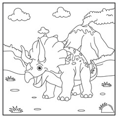 Triceratops Dinosaur Coloring Page Illustration