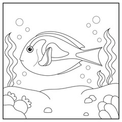 Bluetang Fish coloring pages for kids. 