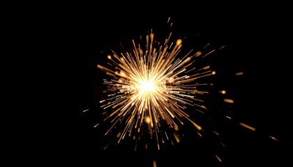 A single pyrotechnic explosion illuminates the inky expanse above, scattering luminous spheres of blurred gold