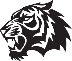 Roaring tiger head silhouette vector icon