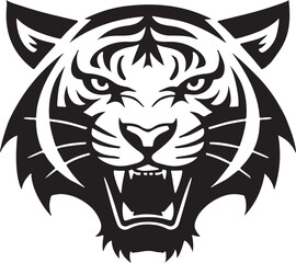 Roaring tiger head silhouette