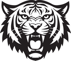 Roaring tiger head silhouette icon