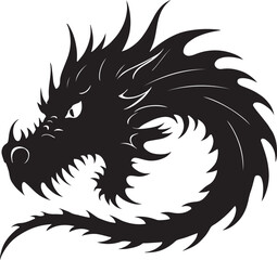 Aggressive dragon head vector silhouette