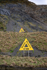 Marine Reserve signs in Red Rocks area. Wellington New Zealand
