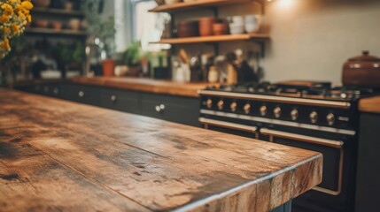 Rustic kitchen with wooden counter