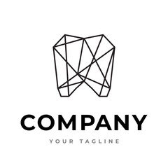 Fototapeta premium Geometric Tooth Logo – Modern Line Art Symbol for Dental Clinic, Orthodontics or Oral Care Branding