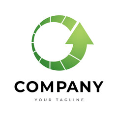 Green Circular Arrow Logo – Eco-Friendly Recycle or Sustainability Symbol for Environmental and Renewable Business