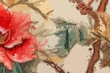 Naklejka premium Various oil paintings, flowers, birds, roses, peonies, and beautiful ocean worlds