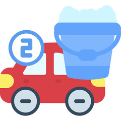 Car with a two-bucket wash method Flat Icon