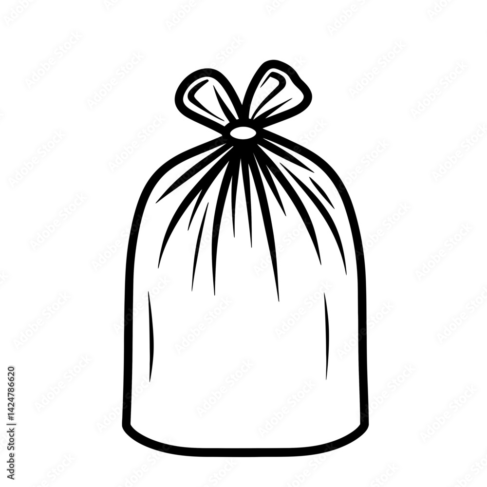 Aufkleber minimalist single line icon of a trash bag with a tied top showcasing simplicity in design and funct