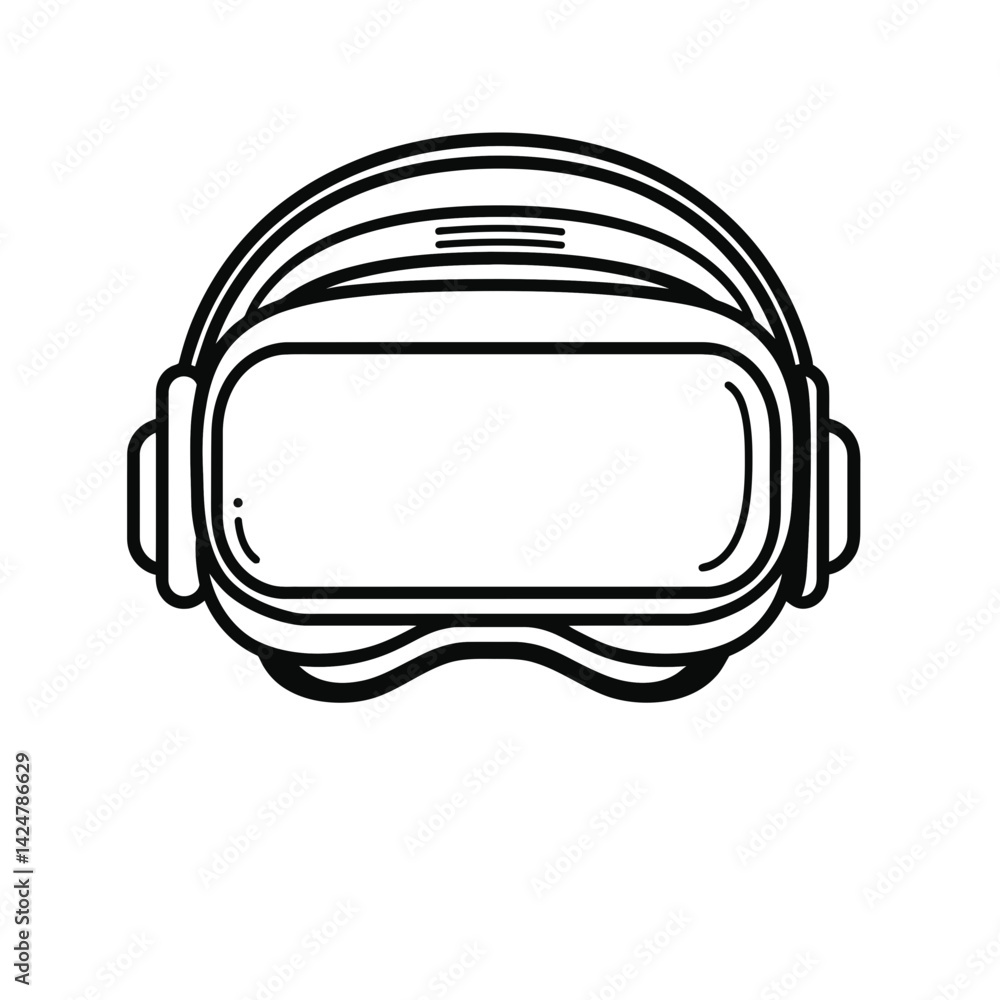 Poster minimalist single line icon representing a virtual reality headset design for modern technology enth
