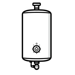 Obraz premium Minimalist water heater icon designed with single line art style, suitable for modern home decor and digital applications