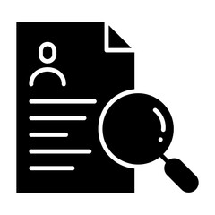 Employee data icon in glyph style. Worker data search icon	