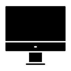 Desktop computer icon with glyph style. Monitor icon with glyph style