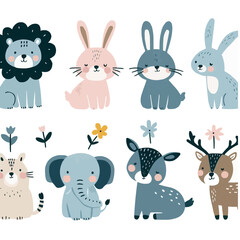 set of funny animals