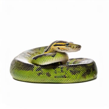 green snake isolated on white