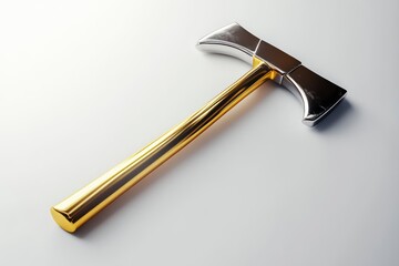 Golden Axe with Stainless Steel Head on a Neutral Background  Ideal for Luxury Craftsmanship