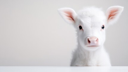 Fototapeta premium Adorable, fluffy, white lamb