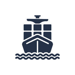 Cargo ship icon. Solid glyph series icon