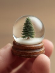 miniature pine tree decoration snow globe