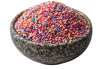 Colorful sprinkles in a bowl sweet candy topping confectionery background dessert decoration